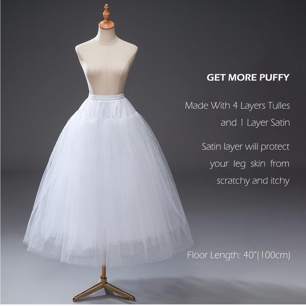 Hoopless Petticoat Underskirt White for Wedding Dress - Picture 5 of 8